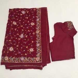 Pink Indian Sari Floral Pink Blouse